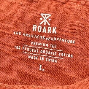 Roark Mens Organic Cotton Slub Pocket Tee Rust Orange thin Contrast Stitch Large